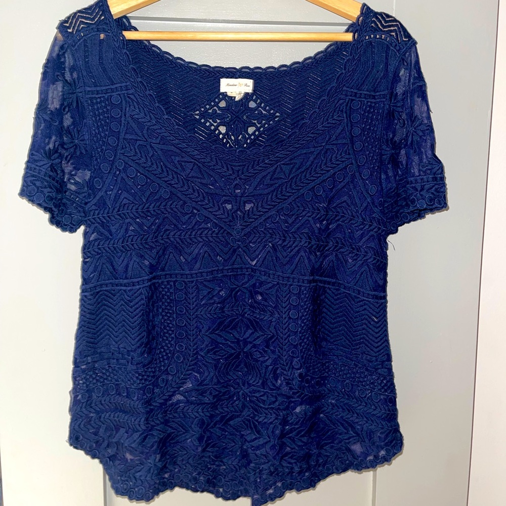 Meadow Rue Lace Top - Navy Blue Women’s Medium